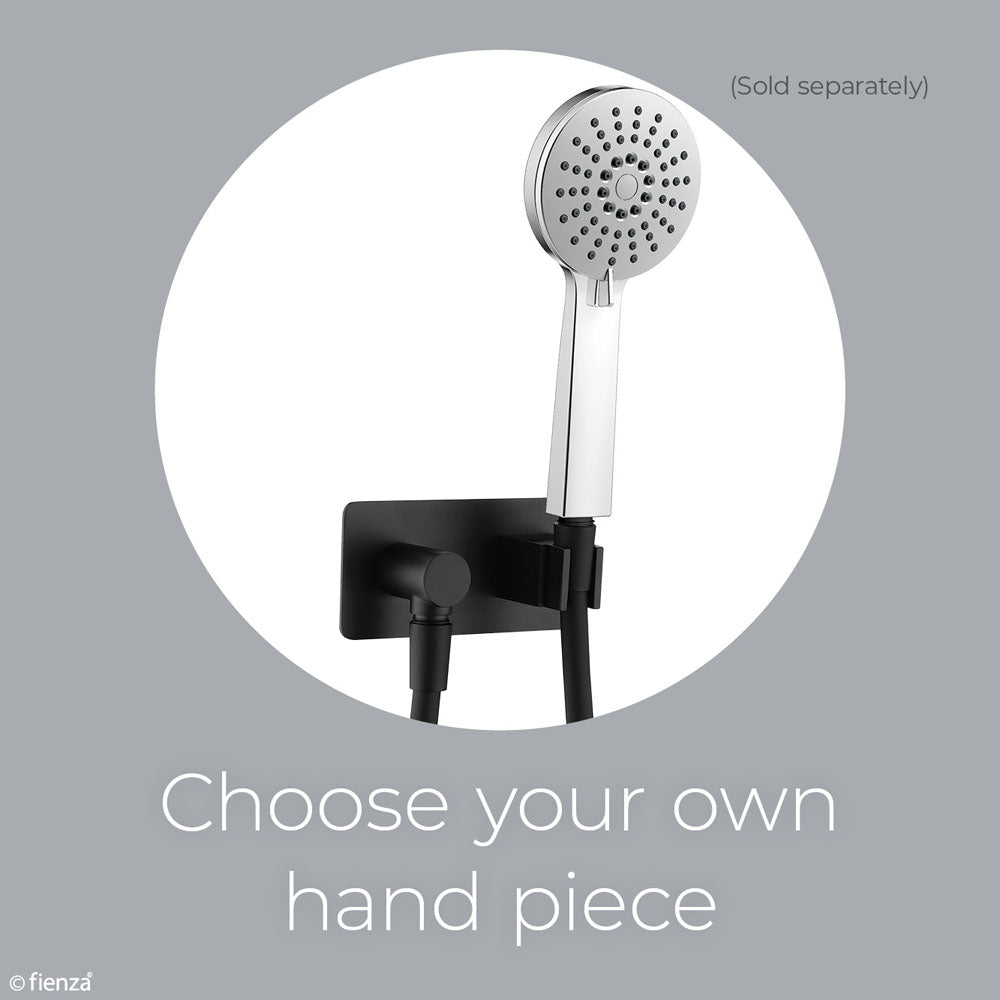 Universal Hand Shower Bracket & Hose, Rectangular Plate, Matte Black