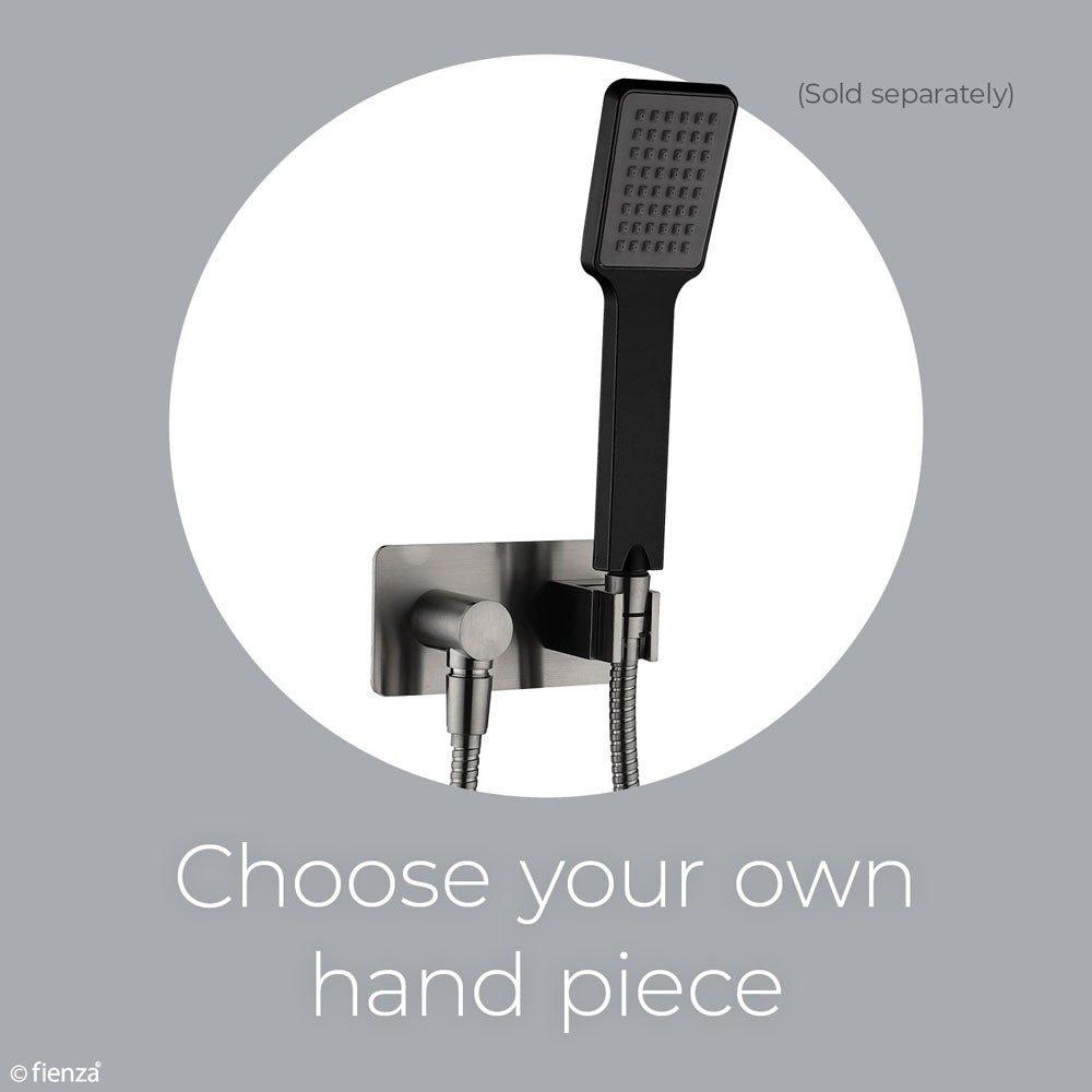 Universal Hand Shower Bracket & Hose, Rectangular Plate, Gun Metal