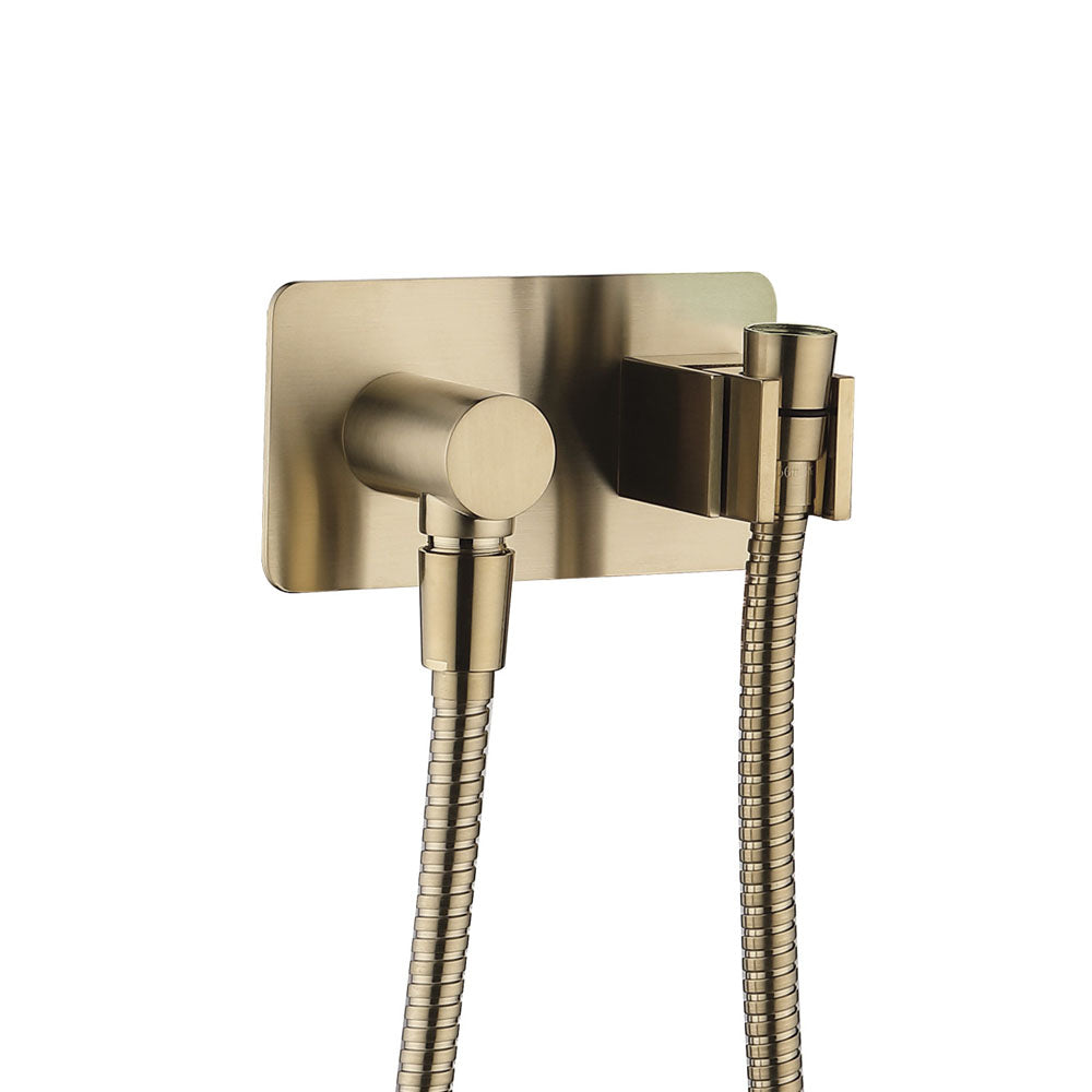 Universal Hand Shower Bracket & Hose, Rectangular Plate, Urban Brass