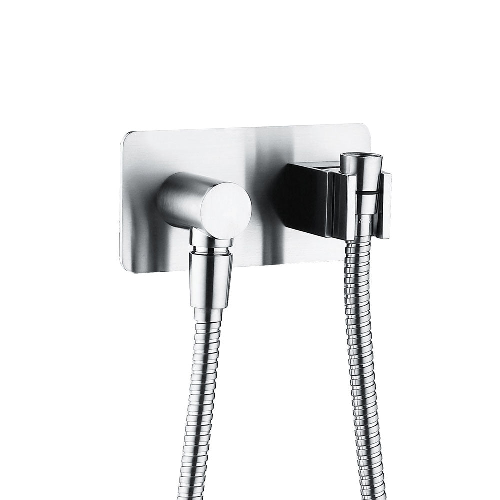 Universal Hand Shower Bracket &amp; Hose, Rectangular Plate, Chrome