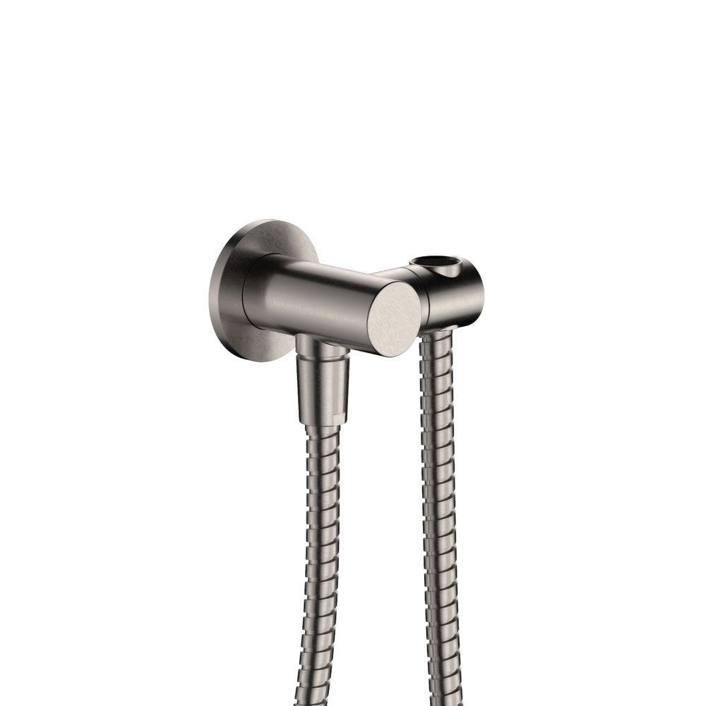 Universal Hand Shower Bracket & Hose, Round Plate, Brushed Nickel