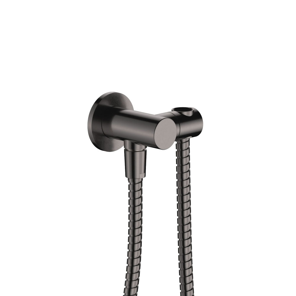 Universal Hand Shower Bracket & Hose, Round Plate, Gun Metal