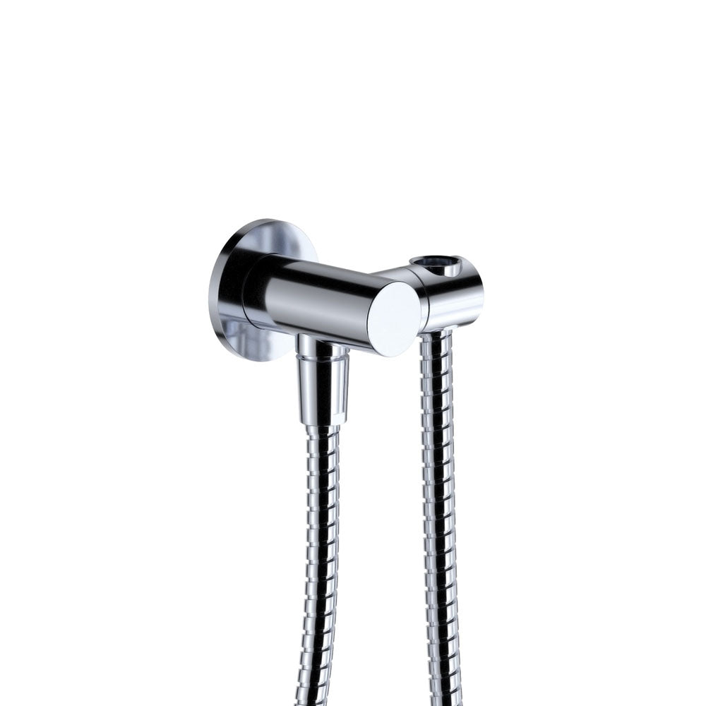 Universal Hand Shower Bracket &amp; Hose, Round Plate, Chrome