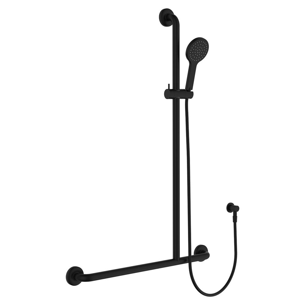 Hustle Care Matte Black Inverted T Rail Shower