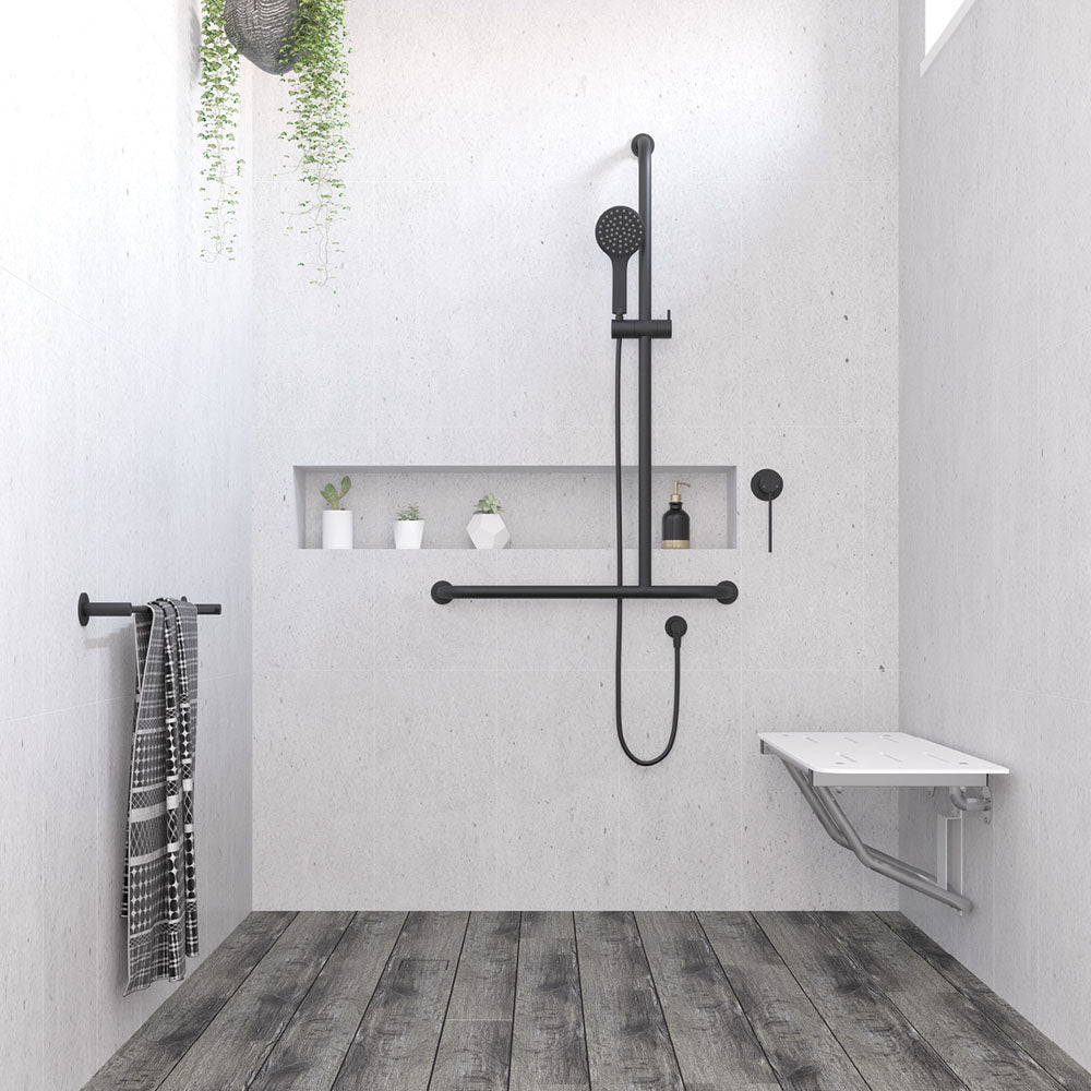 Hustle Care Matte Black Inverted T Rail Shower