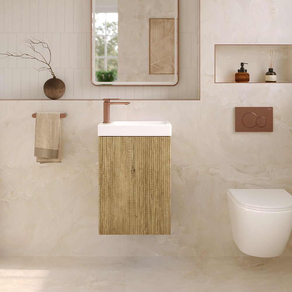 Denzel Minka 450 Wall-Hung Vanity, No Overflow, Scandi Oak