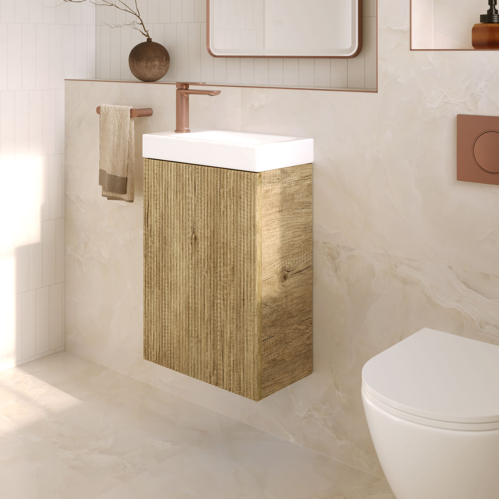 Denzel Minka 450 Wall-Hung Vanity, No Overflow, Scandi Oak