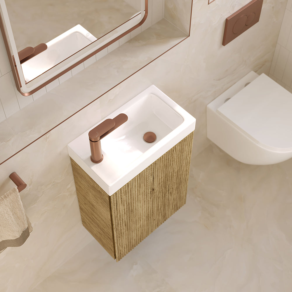 Denzel Minka 450 Wall-Hung Vanity, No Overflow, Scandi Oak