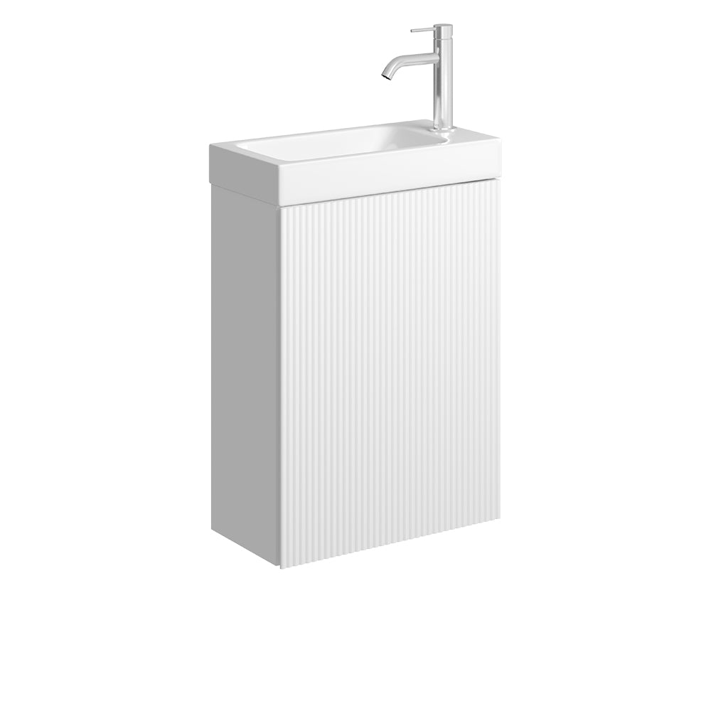Denzel Minka 450 Wall-Hung Vanity, No Overflow, Satin White