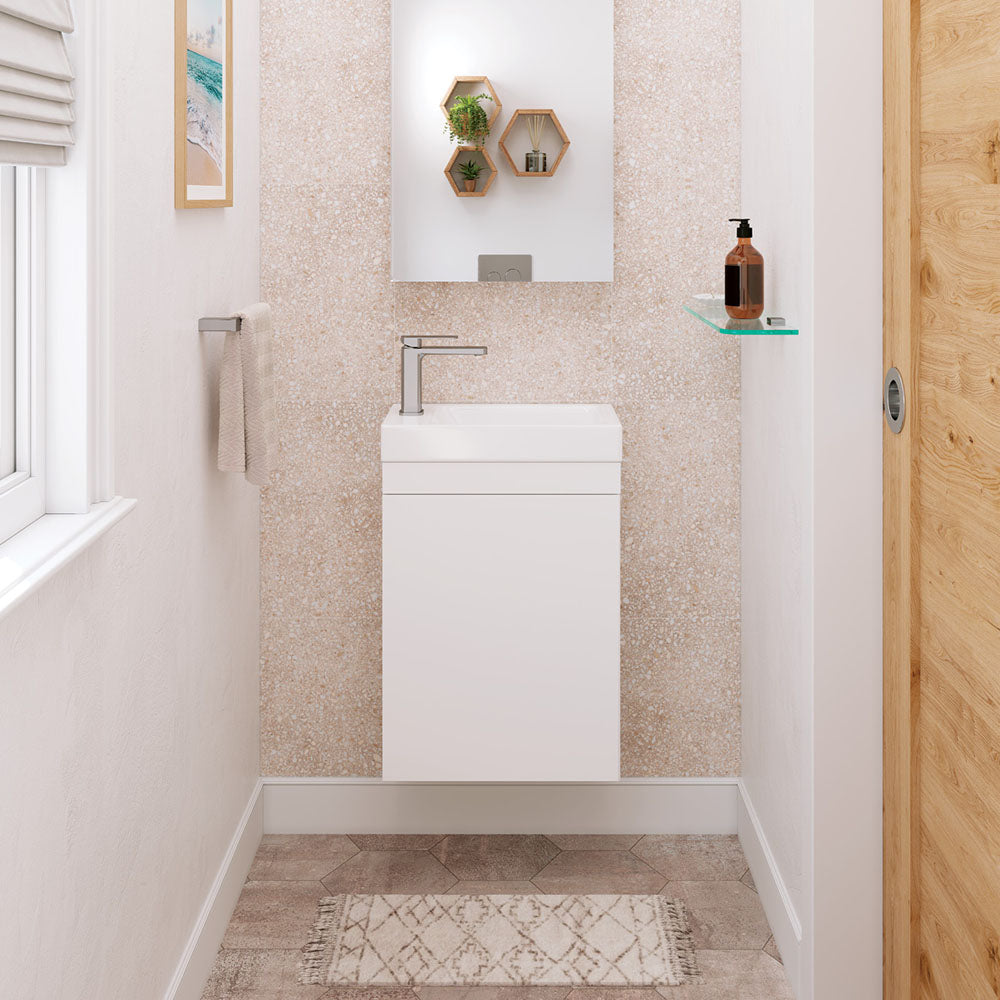 Edge 450 Ensuite Wall-Hung Vanity, No Overflow, Satin White