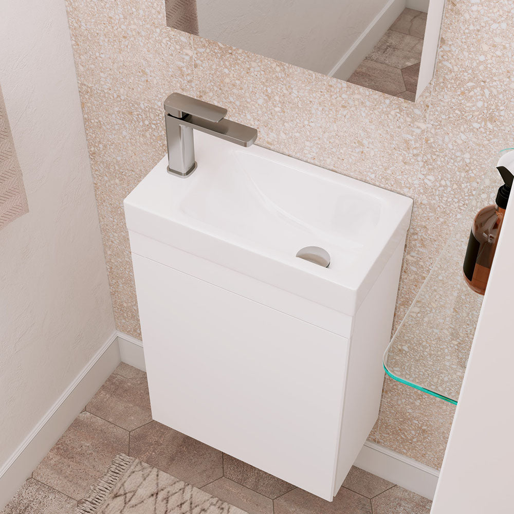 Edge 450 Ensuite Wall-Hung Vanity, No Overflow, Satin White
