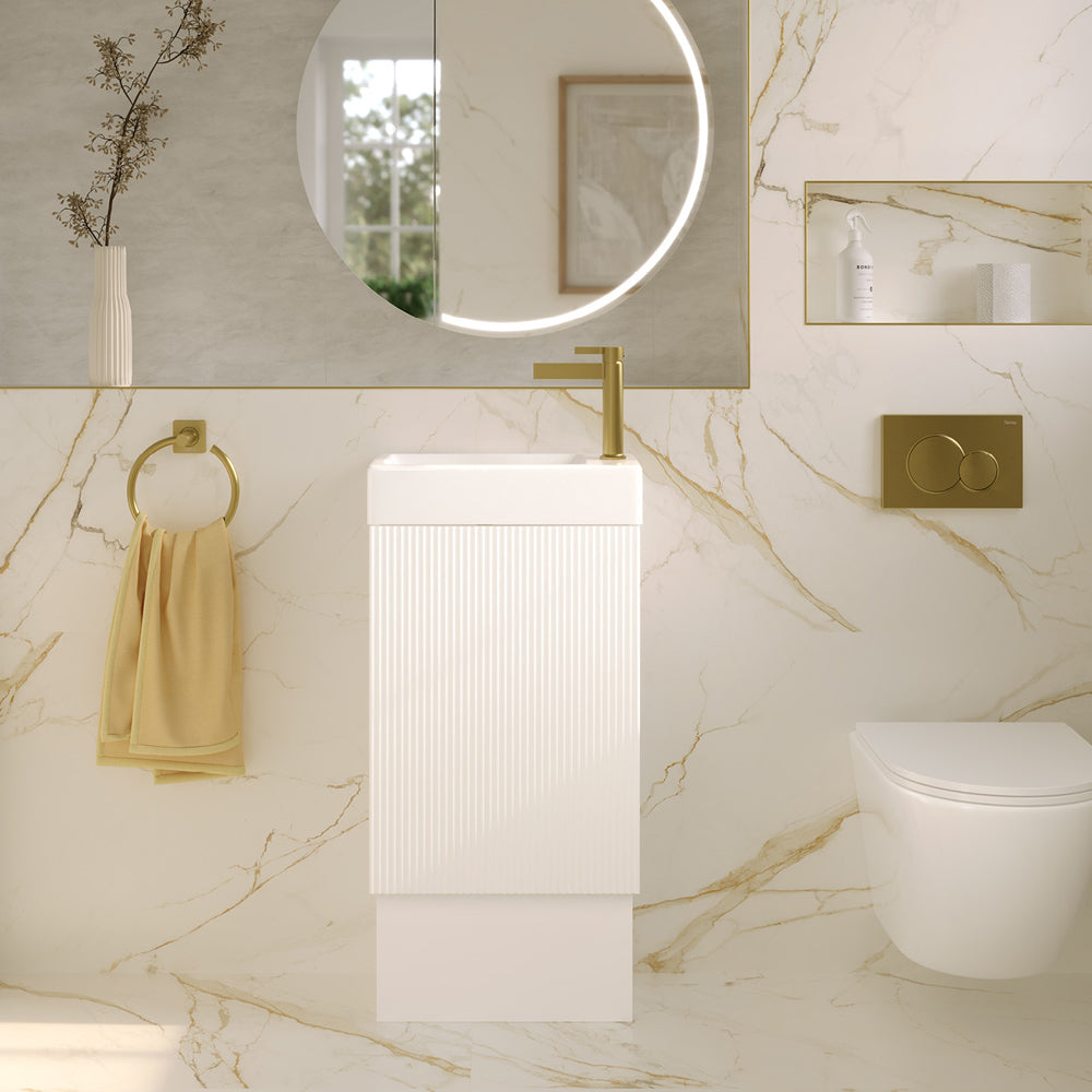 Minka 450 Vanity on Kickboard with Overflow, Satin White