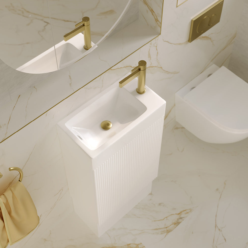 Minka 450 Vanity on Kickboard with Overflow, Satin White