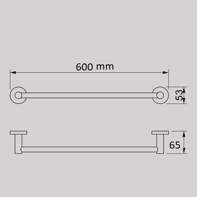 TIARA 600mm Single Towel Rail - Blue Bathware 