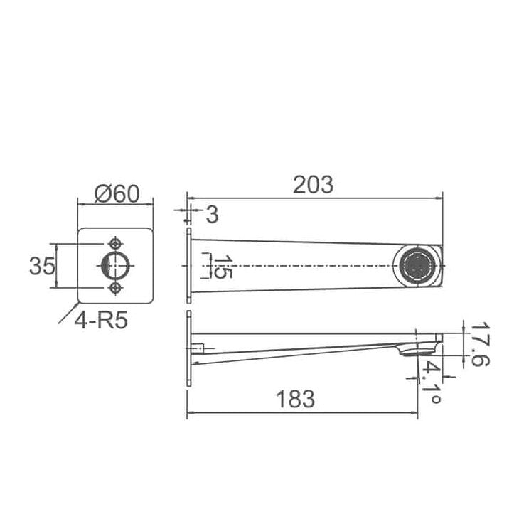 EXON Fixed Bath Spout WT 118 - Blue Bathware 
