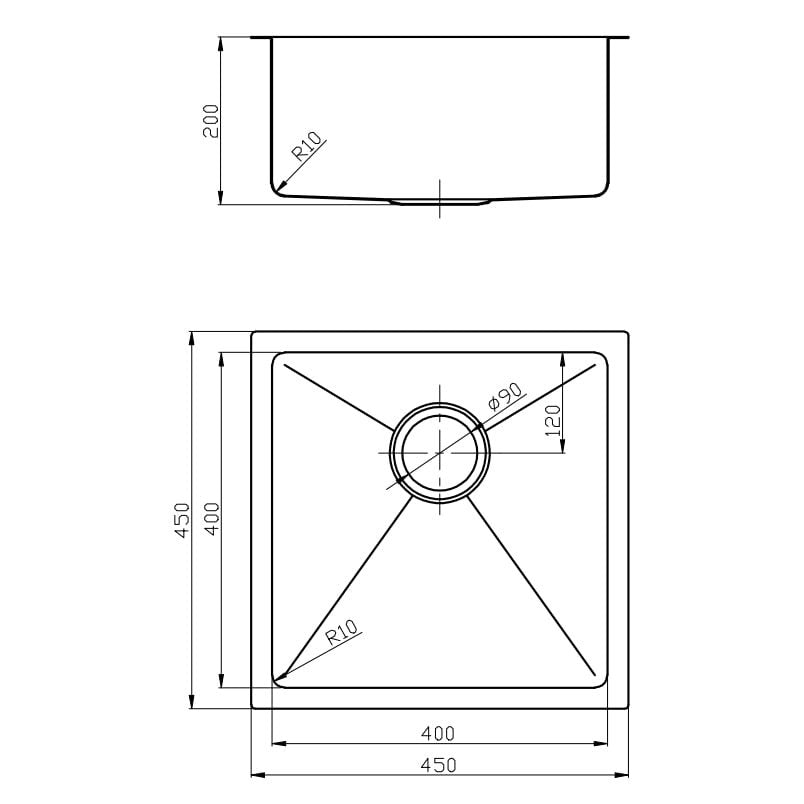 NIXON 32L Undermount Sink (SS 4545GB)