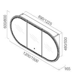 450/1200/1500mm PIAZA LED Mirror Cabinet - Blue Bathware 