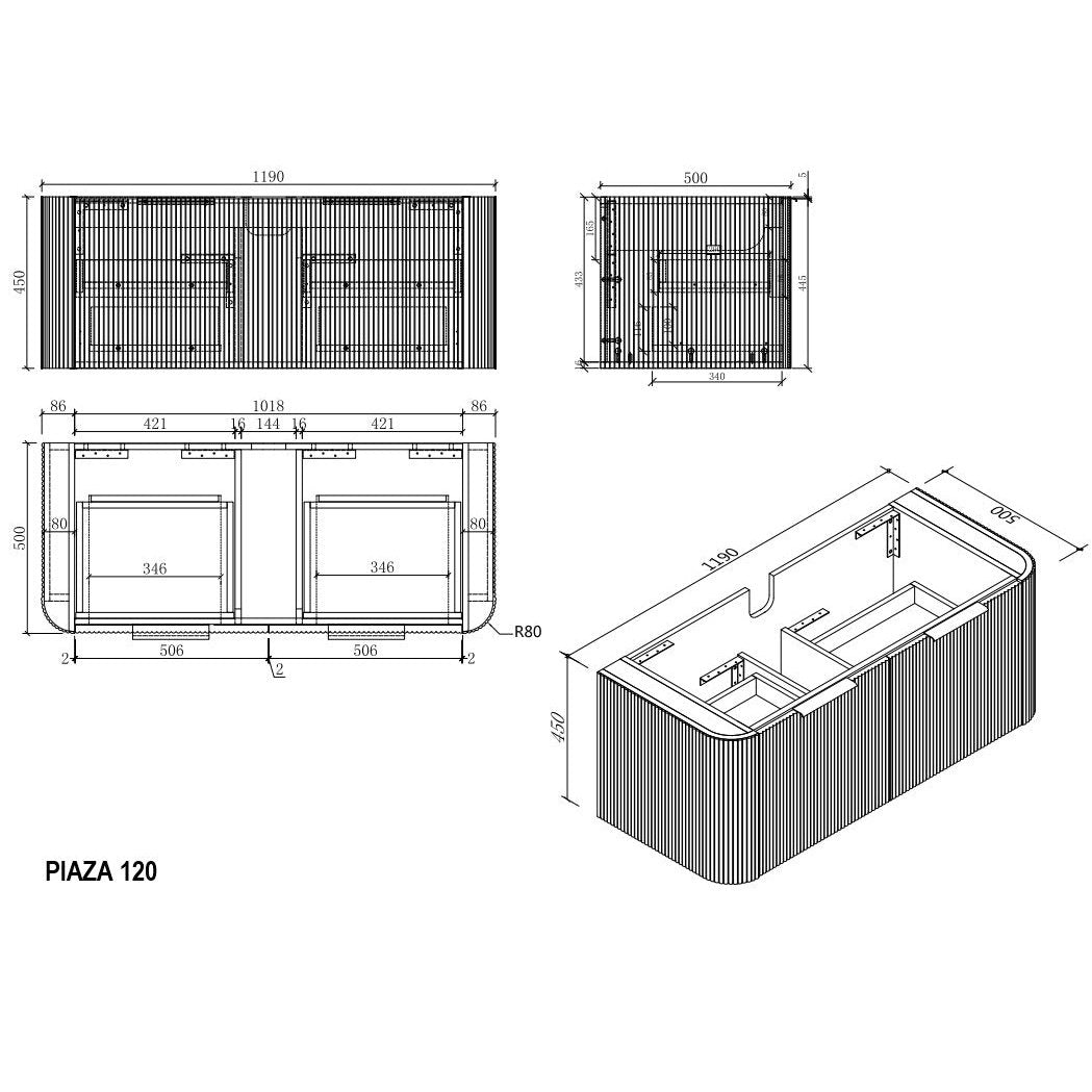 PIAZA Wall Hung Vanity - Blue Bathware 