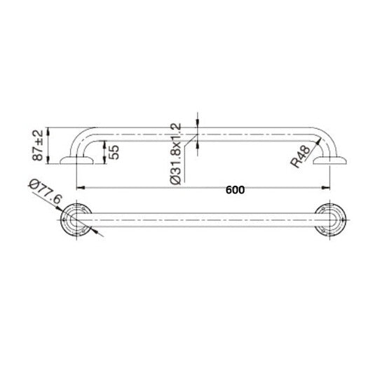 MOBI CARE 600mm Grab Rail TP GRAB600 - Blue Bathware 