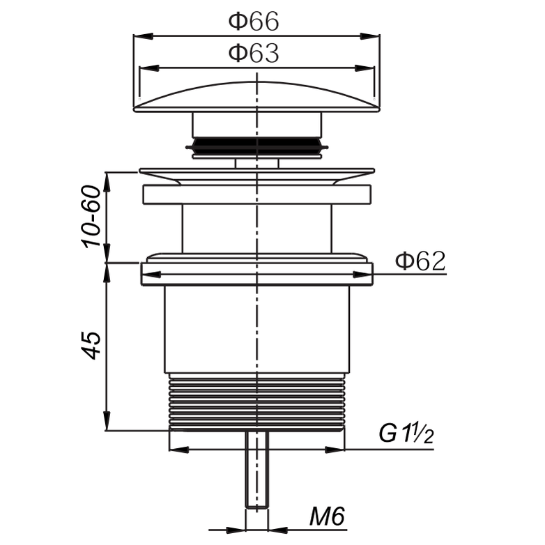 Universal Pop Up Waste - Blue Bathware 