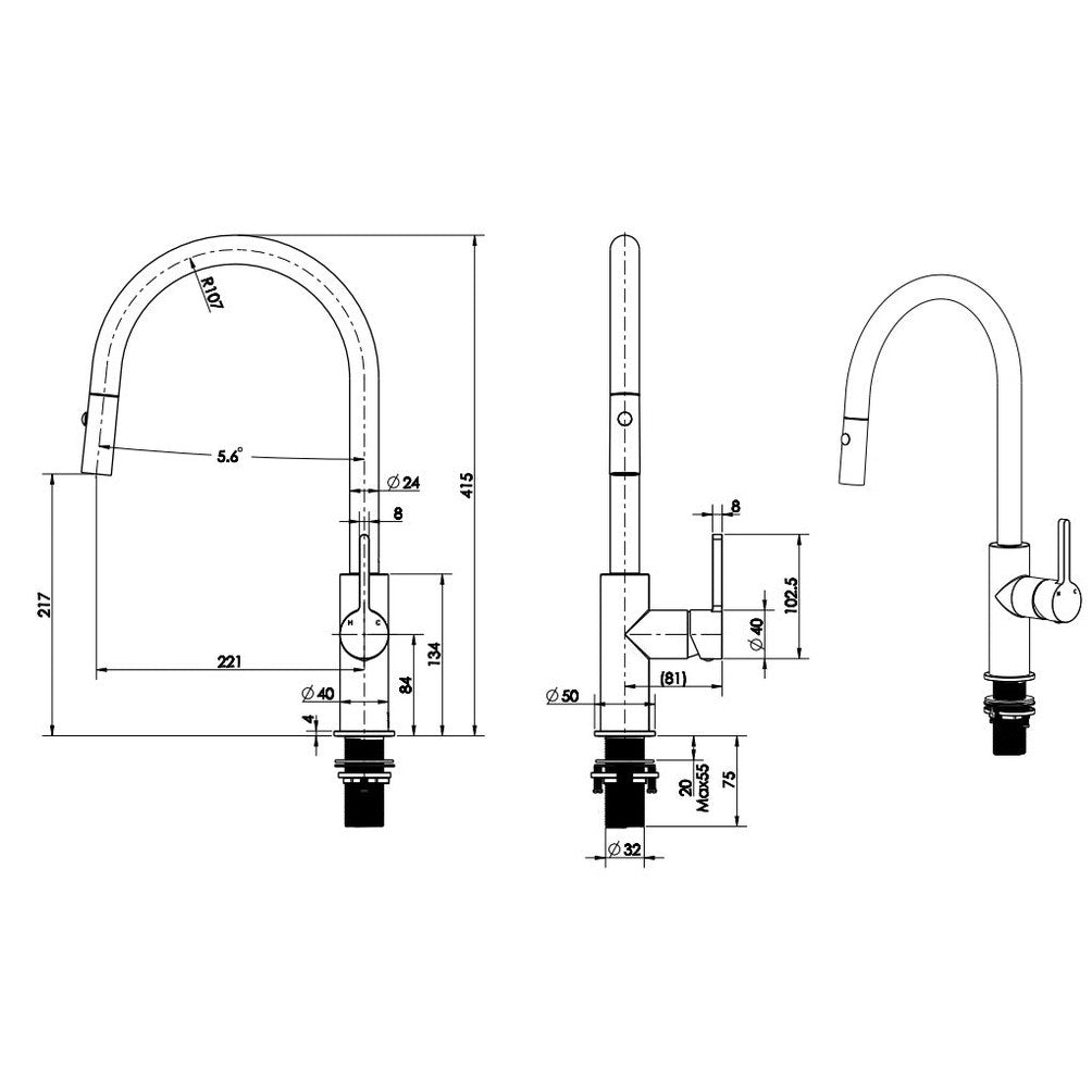 KENZO Pull Out Sink Mixer (WT 4088)