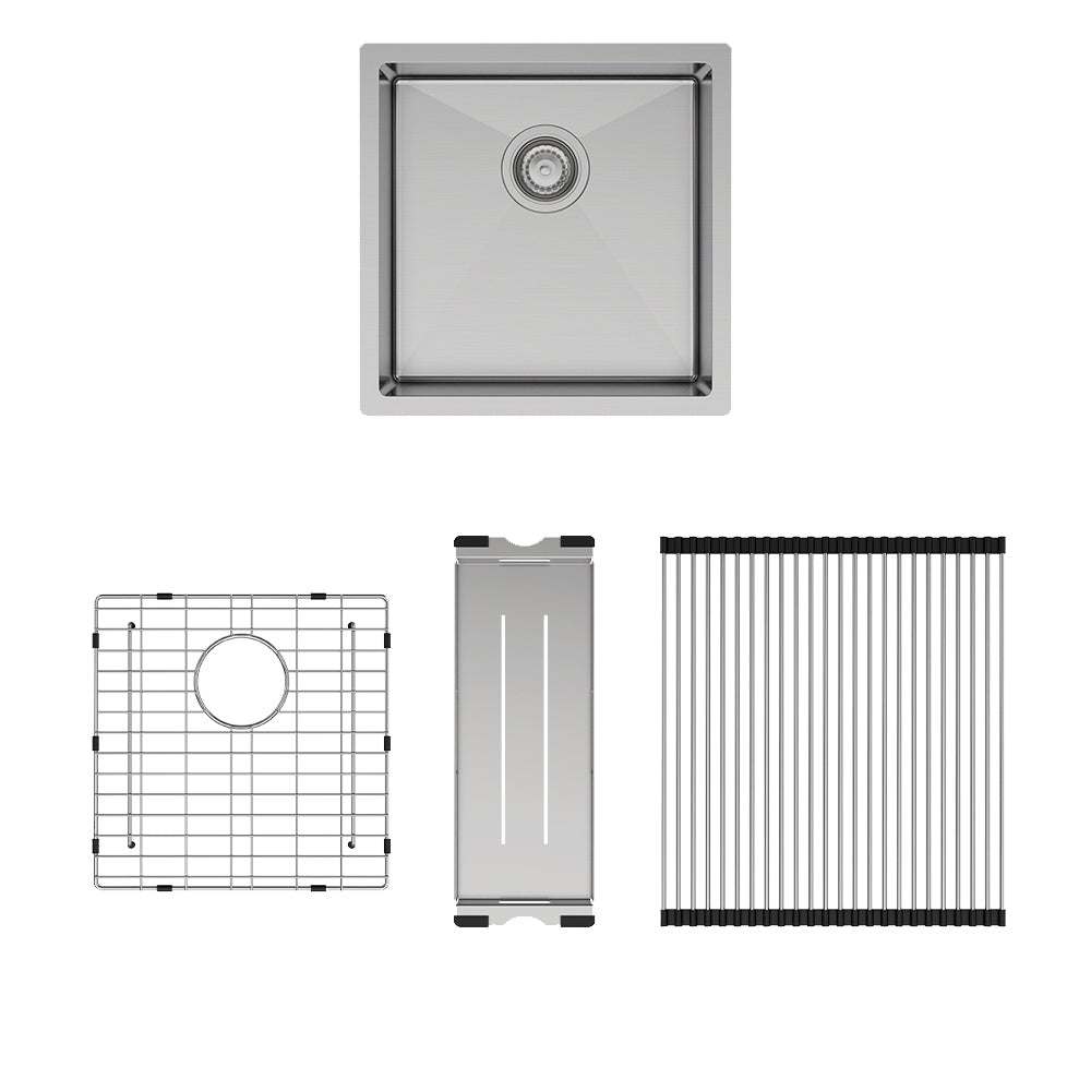 Hana 32L Single Kitchen Sink Kit, Stainless Steel