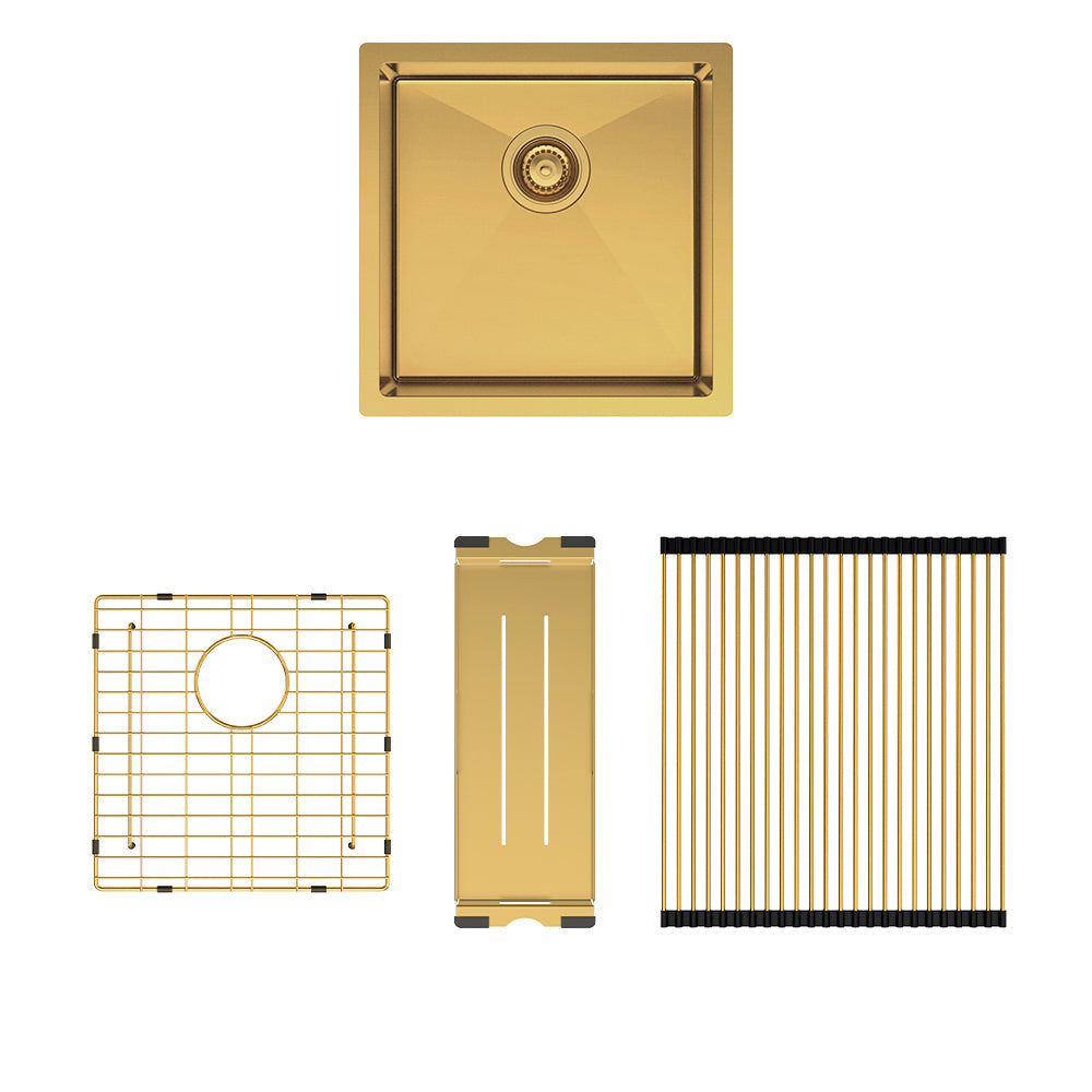 Hana 32L Single Kitchen Sink Kit, PVD Rugged Brass