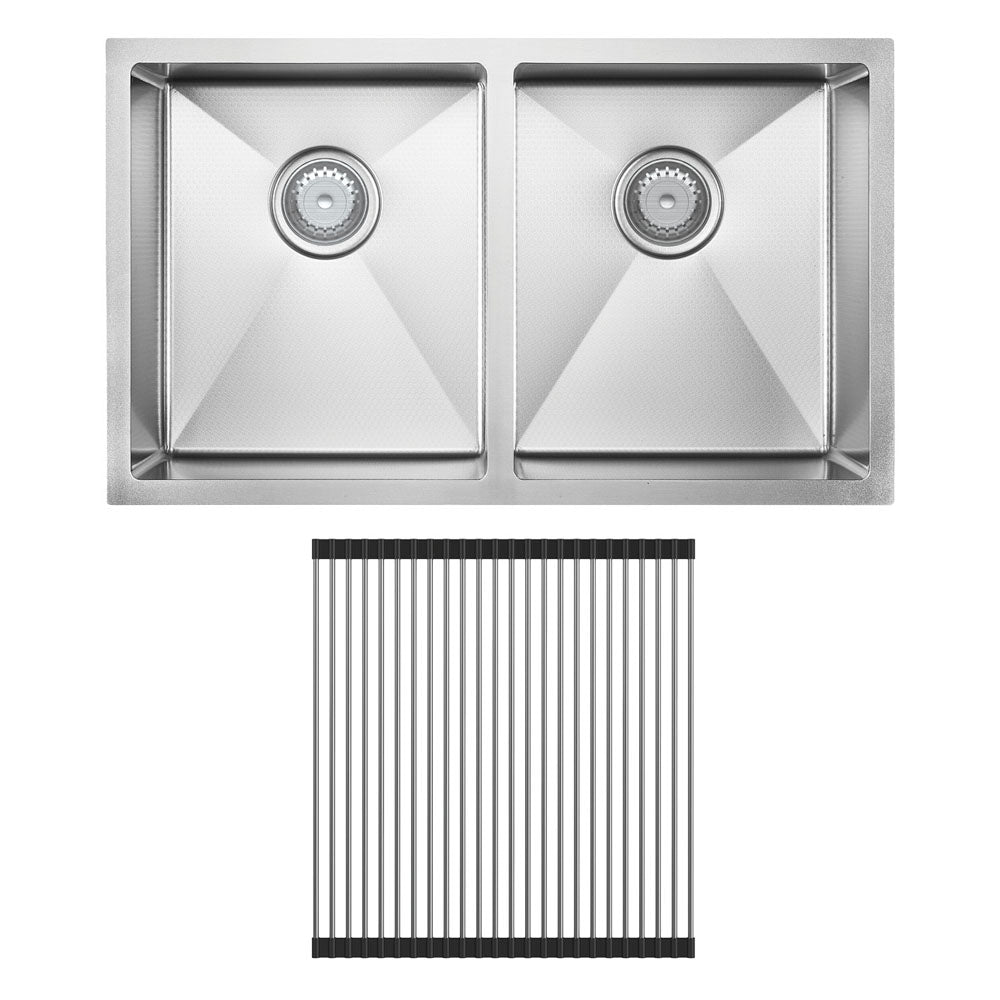 Hana Anti-Scratch 27L/27L Double Kitchen Sink Kit, Stainless Steel