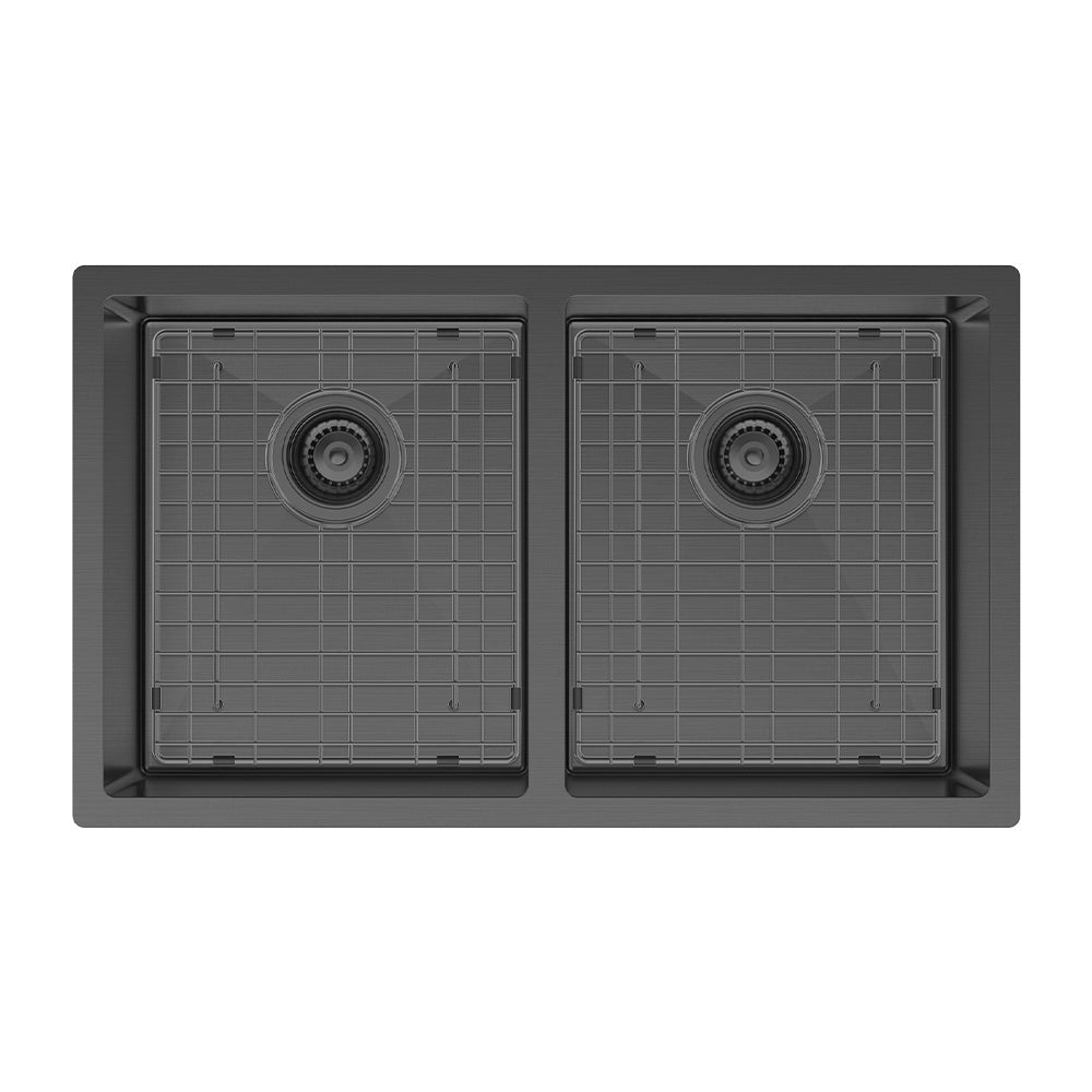 Hana 27L/27L Double Kitchen Sink, PVD Carbon Metal