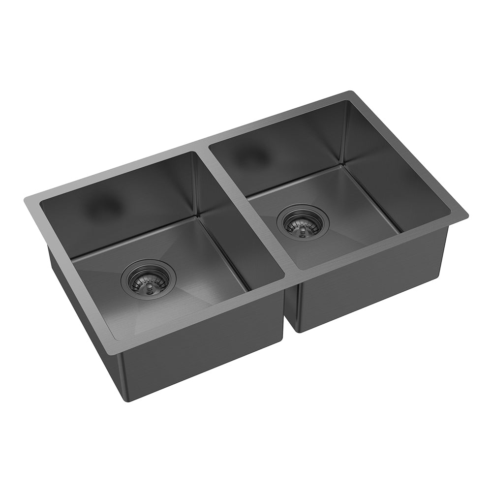 Hana 27L/27L Double Kitchen Sink, PVD Carbon Metal