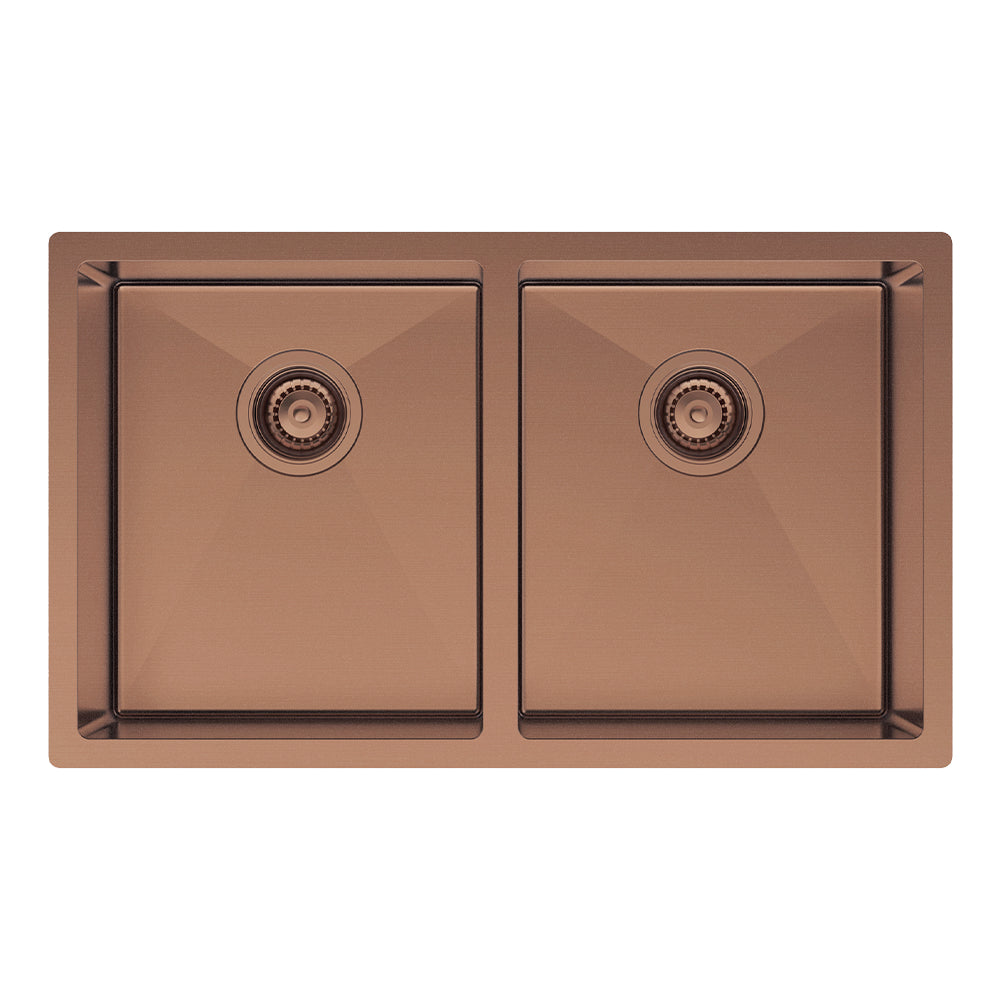 Hana 27L/27L Double Kitchen Sink, PVD Brushed Copper