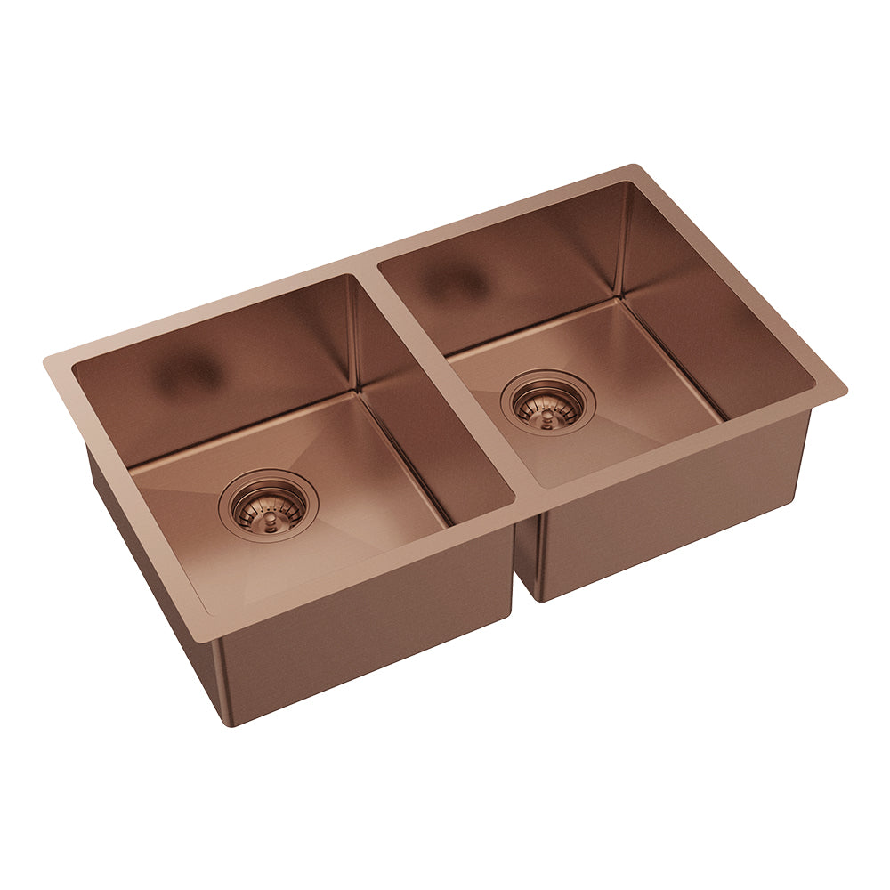 Hana 27L/27L Double Kitchen Sink, PVD Brushed Copper