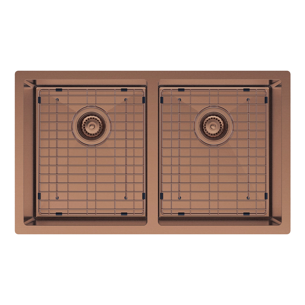 Hana 27L/27L Double Kitchen Sink, PVD Brushed Copper