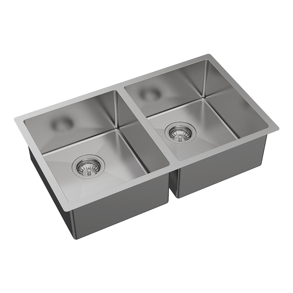 Hana 27L/27L Double Kitchen Sink, Stainless Steel
