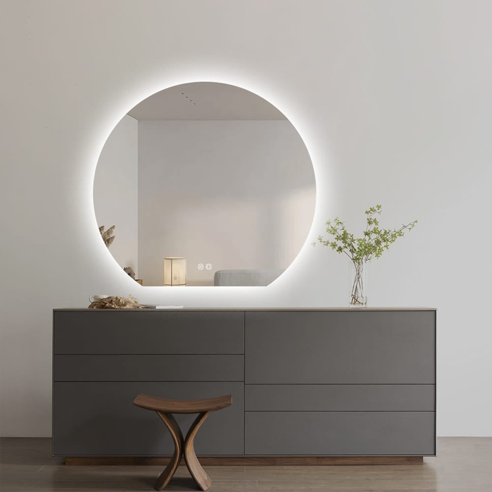 Modern Crescent Moon Wall LED Mirror – Backlit Frameless
