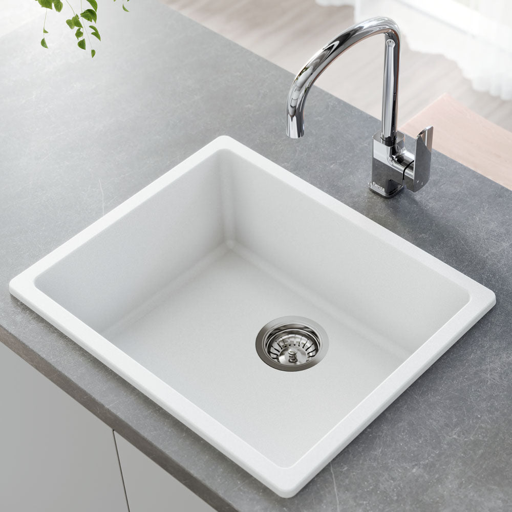 Kuro Granite 38L Single Bowl Kitchen Sink, Matte White