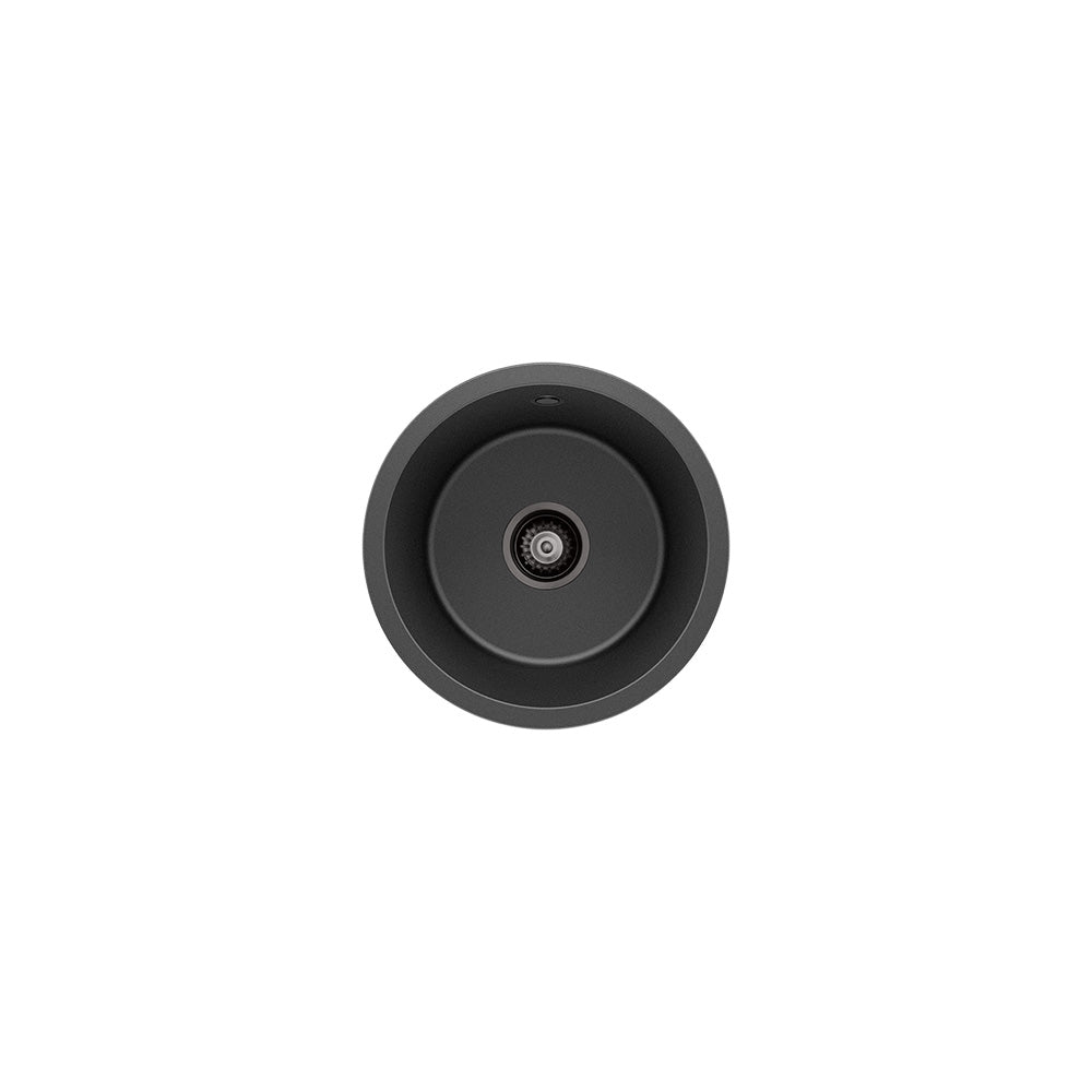 Kuro Granite 22L Round Single Bowl Kitchen Sink, Matte Black