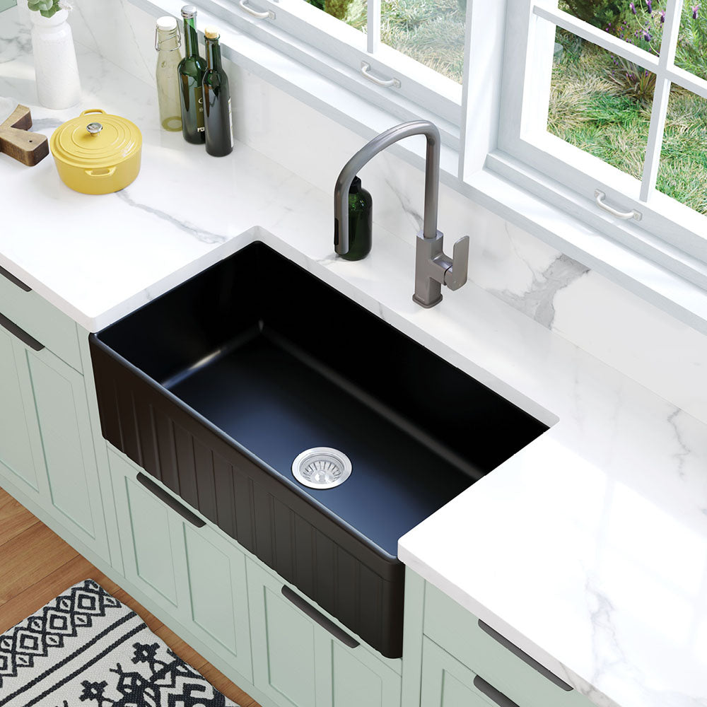 Benson Single Butler Sink, Large, Matte Black 