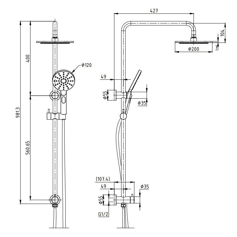 MONDO Multi-Function Shower Rail TP 1900 - Blue Bathware 