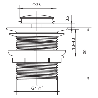 32mm Pop Up Waste without Overflow - Blue Bathware 