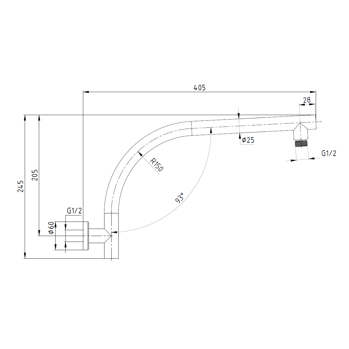 DOCCIA Round Rise Up Shower Arm SH G188 - Blue Bathware 