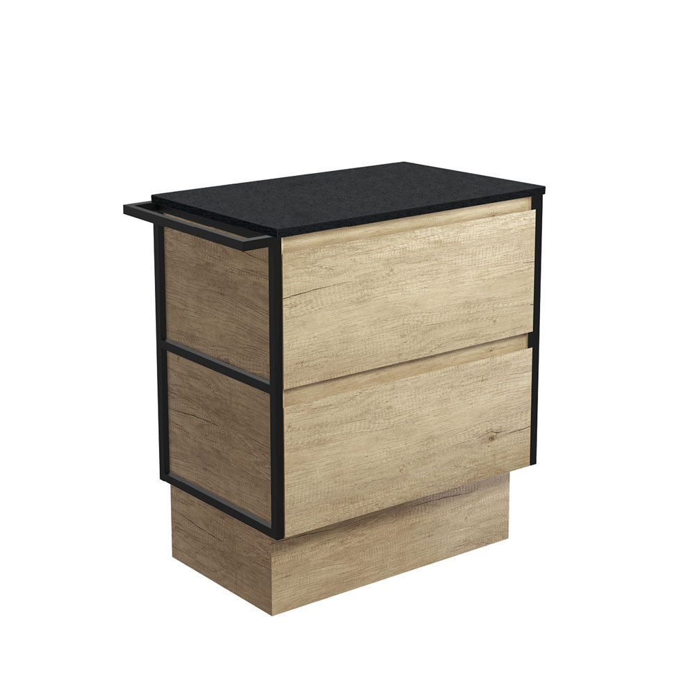 Amato Scandi Oak 750 Cabinet on Kickboard, 1 Frame & 1 Towel Rail
