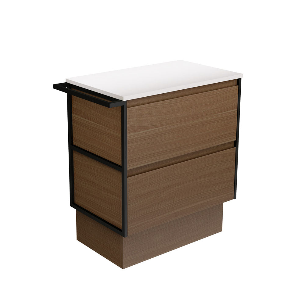 Amato Walnut 750 Cabinet on Kickboard, 1 Frame &amp; 1 Towel Rail