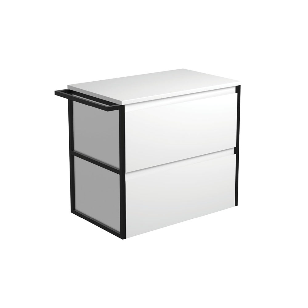 Amato Satin White 750 Wall-Hung Cabinet, 1 Frame & 1 Towel Rail