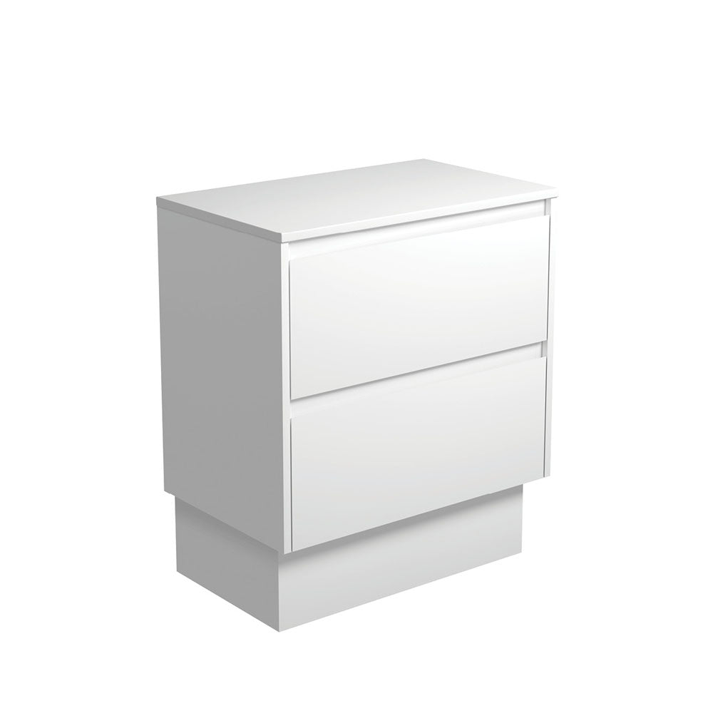 Amato Satin White 750 Cabinet on Kickboard, Satin White Panels