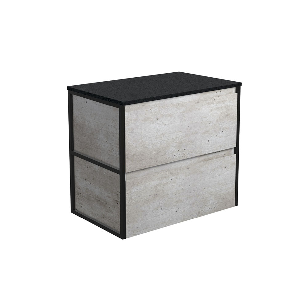 Amato Industrial 750 Wall-Hung Cabinet, Matte Black Frames