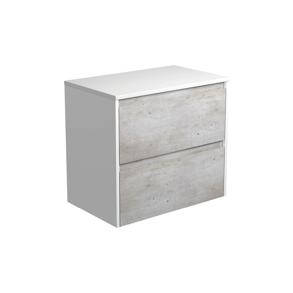 Amato Industrial 750 Wall-Hung Cabinet, Satin White Panels