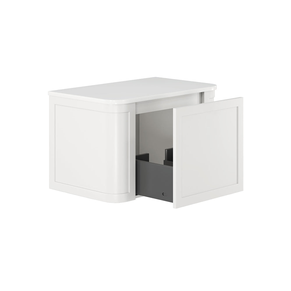 Mila Curved Satin White 750 Wall Hung Cabinet