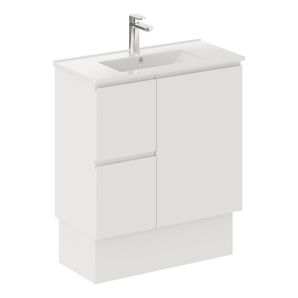 Siska Slim 750 Vanity on Kickboard, Left Drawers