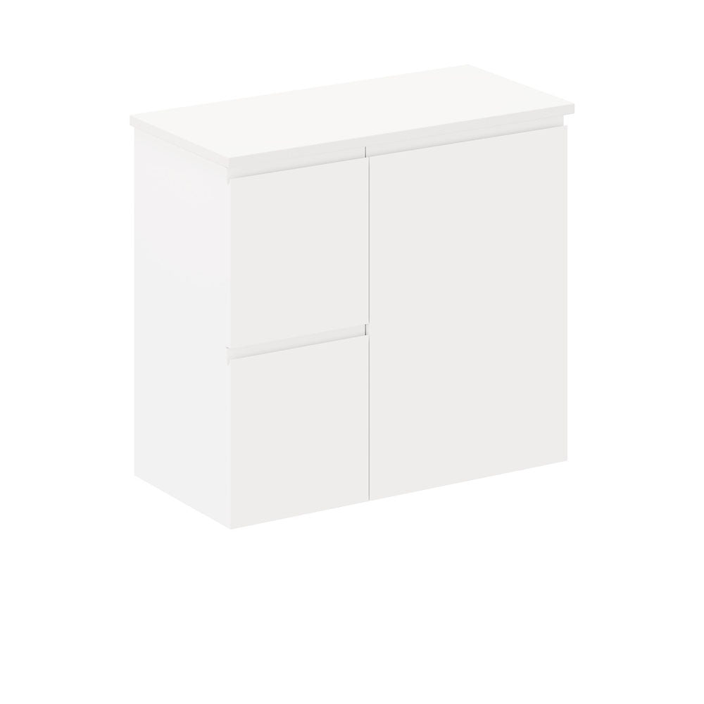 Siska 750mm Ensuite Depth Wall Hung Cabinet, Left Drawers
